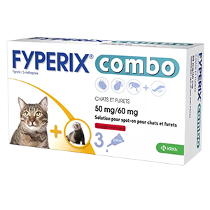 Fyperix combo - Anti puces & tiques - Chats & furets - Spot-on - 3 pipettes - KRKA - Produits-veto.com
