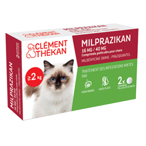 Milprazikan - Chat - Vermifuge - Supérieur à 2 kg - Clément Thékan - Produits-veto.com