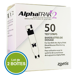 Bandelettes Alphatrak - Glycémie - Lot de 2 Boîtes de 50 - ZOETIS