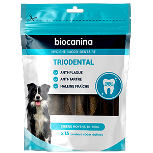 Triodental - Hygiène bucco-dentaire - Chiens moyens - 10 à 30 kg - 15 lamelles - BIOCANINA