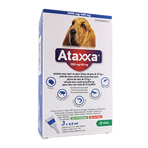 Ataxxa - Anti-puces & Anti-tiques - 3 Pipettes - Chien - plus de 25 kg - KRKA