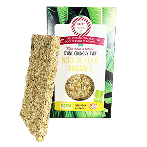 Crunchy Tab's - Noix de coco & bananes - Friandises - Cheval - 120 g - Happy Crackers - Produits-veto.com