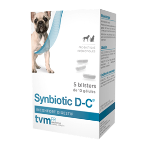 Synbiotic D-C - Inconfort digestif - Prébiotiques & Probiotiques - 50 gélules - TVM - Produits-veto.com
